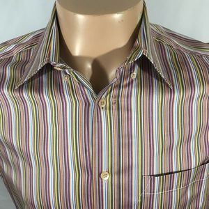 Bugatchi Uono Stripe Button Medium Long Sleeve